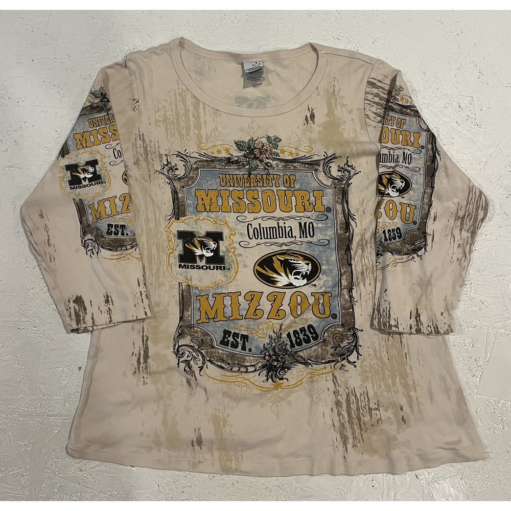 Mizzou Missouri Tigers AOP‎ 3/4 Sleeve Shirt Football College Women's 2XL